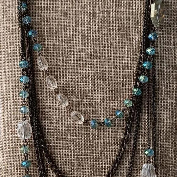 Cookie Lee Aurora Borealis and Bronze Multi-Strand Long Necklace - Picture 3 of 9